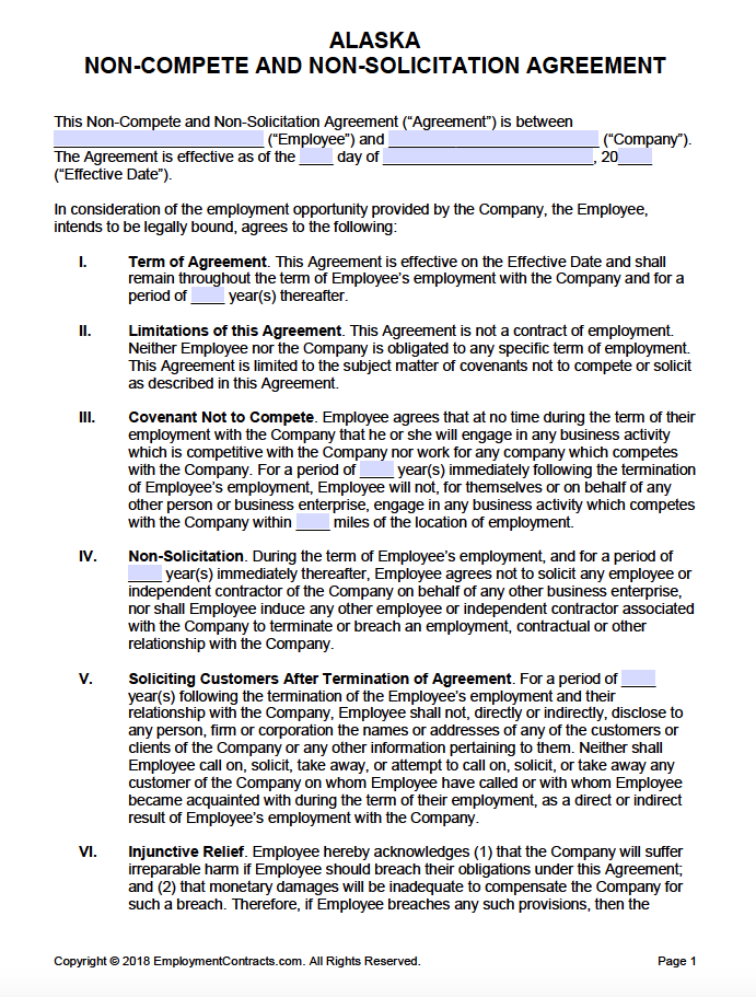 Alaska & NonSolicitation Agreement PDF Word