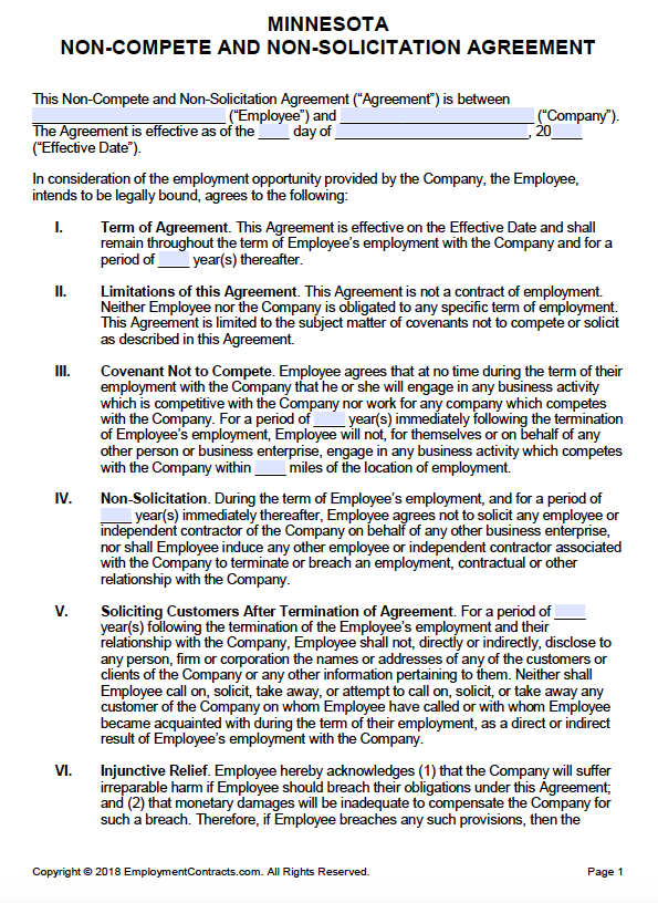 Minnesota & NonSolicitation Agreement PDF Word