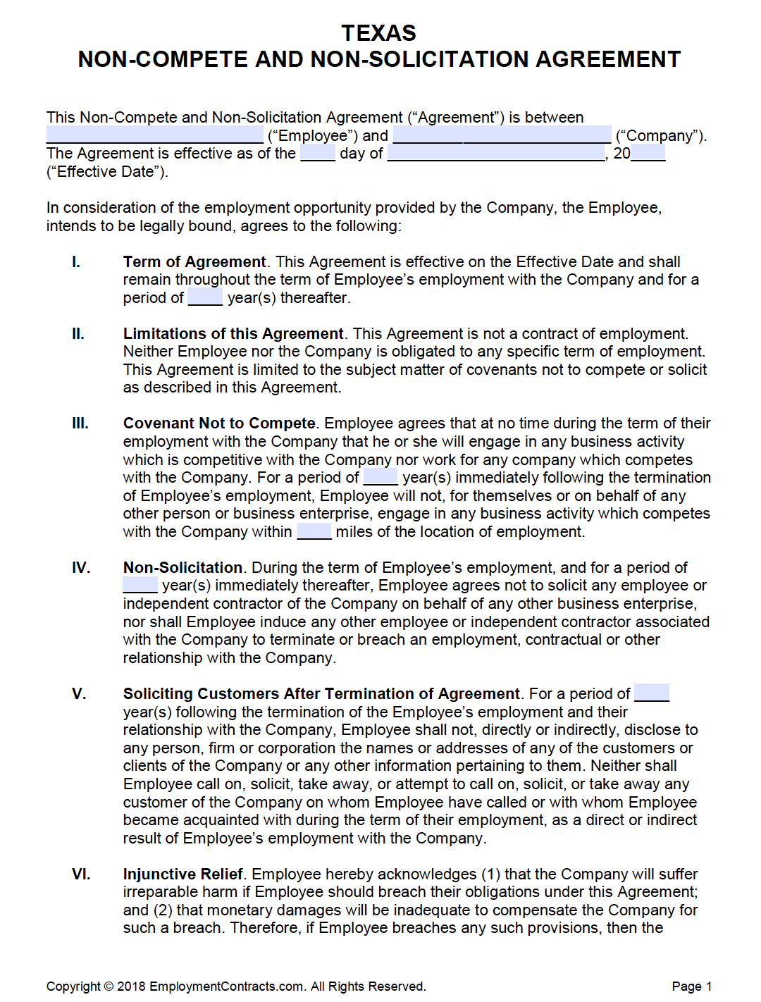 Texas & NonSolicitation Agreement PDF Word