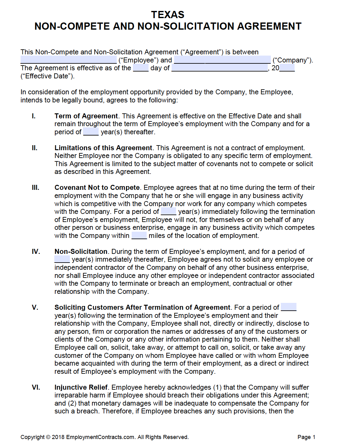 Texas Non Compete Non Solicitation Agreement PDF Word