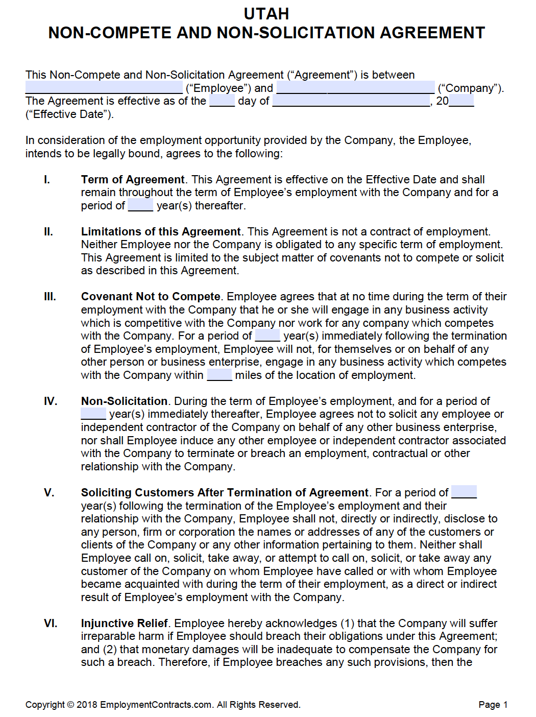 Utah Non Compete Non Solicitation Agreement PDF Word