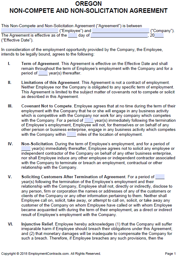 Oregon & NonSolicitation Agreement PDF Word