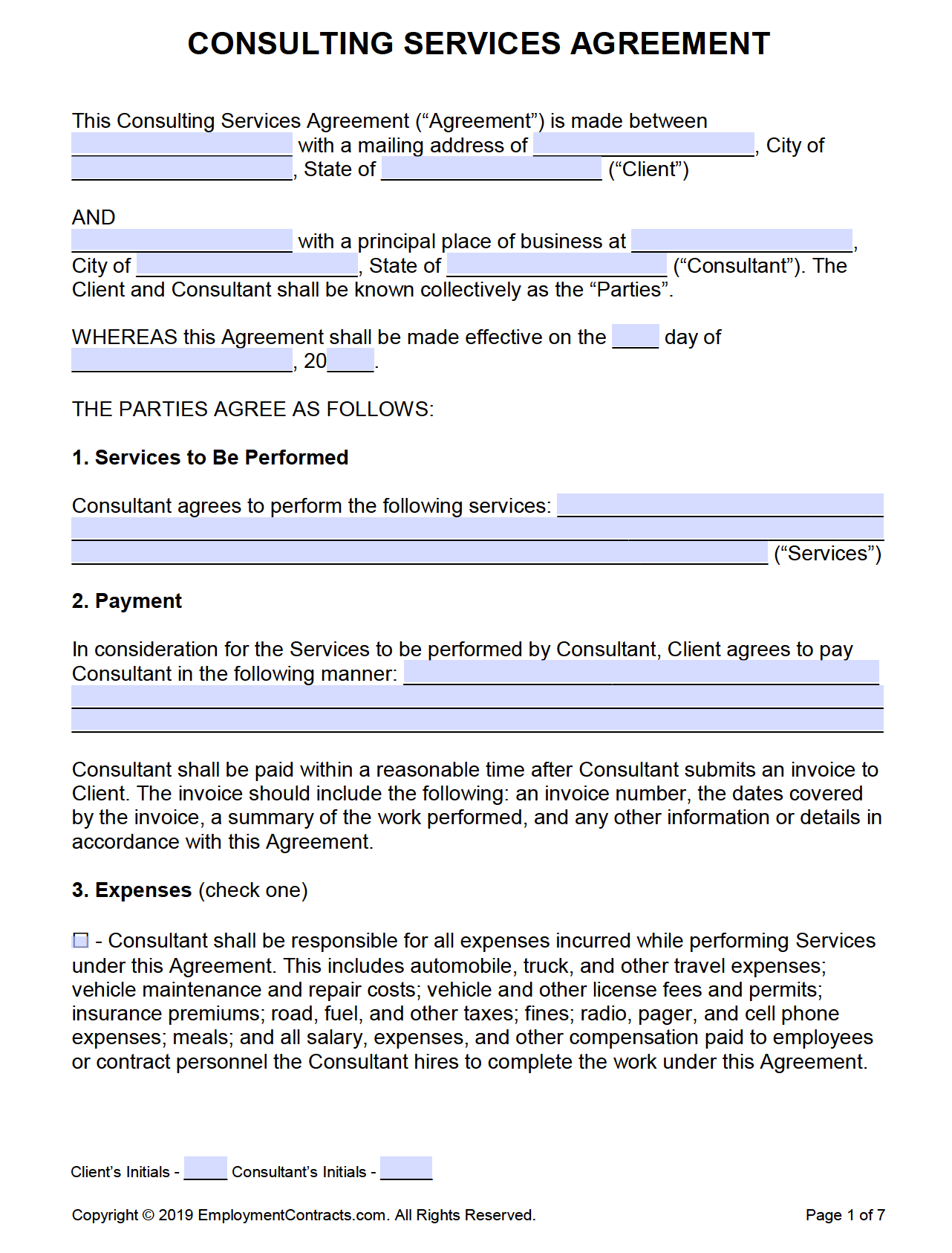 Consulting (Service) Agreement Template PDF Word