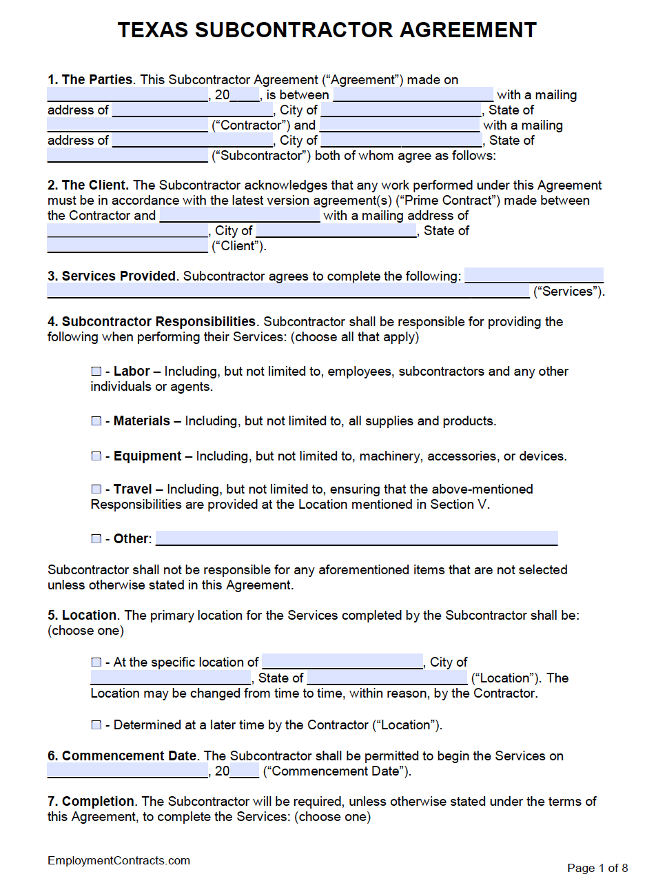 21 Construction Subcontractor Agreement Template Free Popular