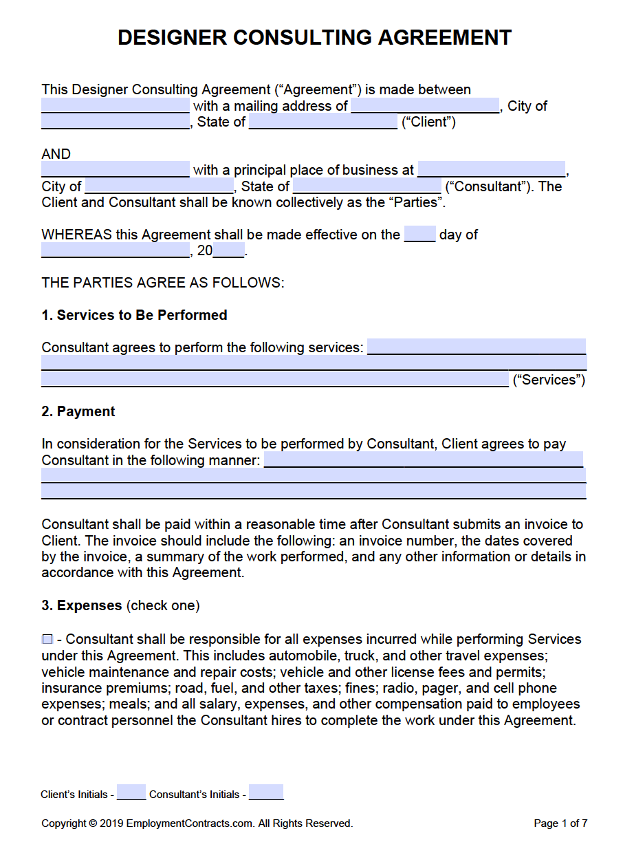 Free Design Consultant Agreement | PDF | Word
