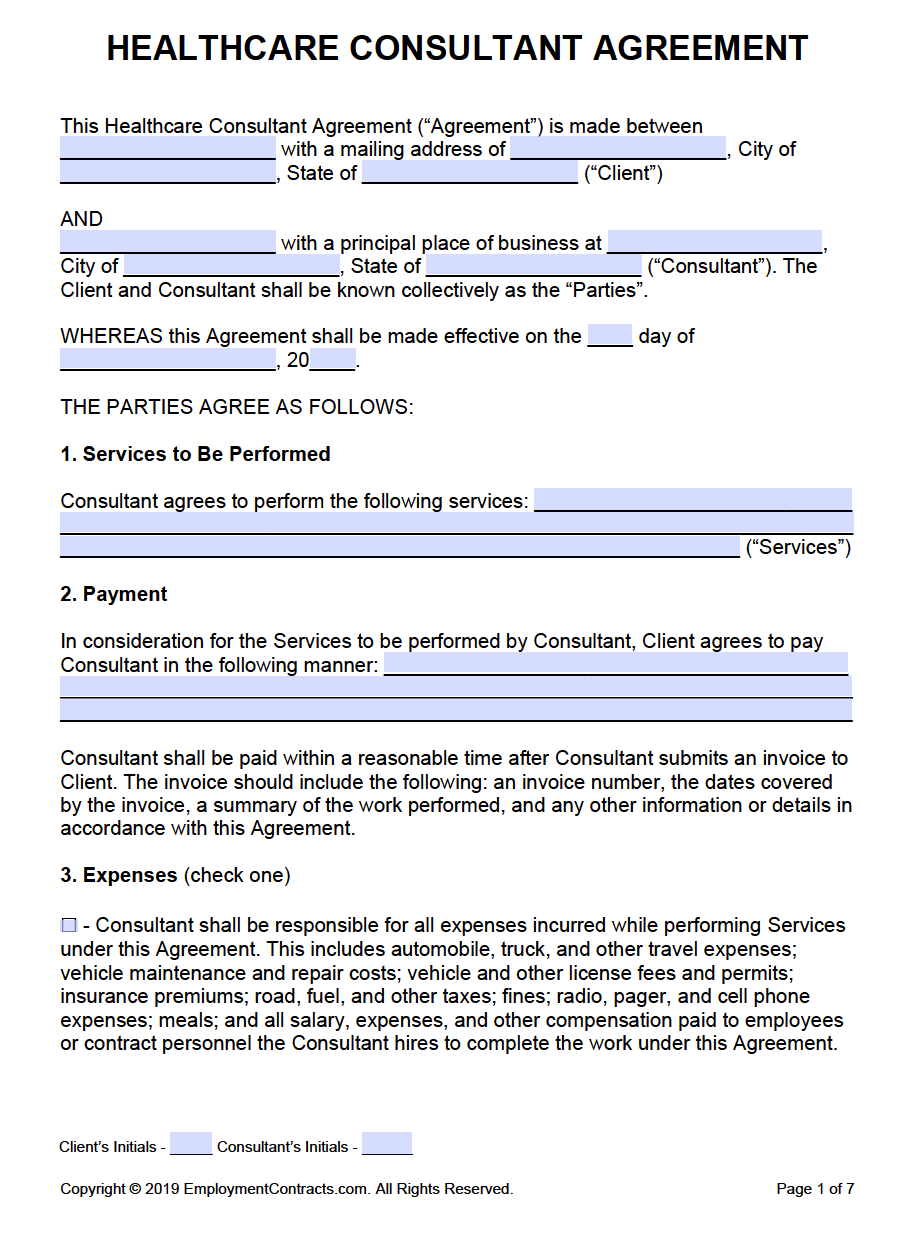 caregiver client contract template